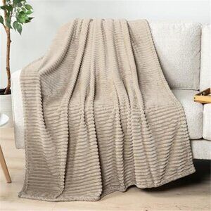 Taupe Fleece Throw Blanket 50x60 Plush Flannel Sofa Couch Bed Lightweight